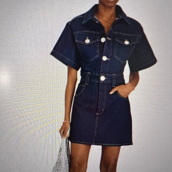 NWT Frame Denim Oversized Detail Denim Dress, Sz Small - Picture 1 of 6